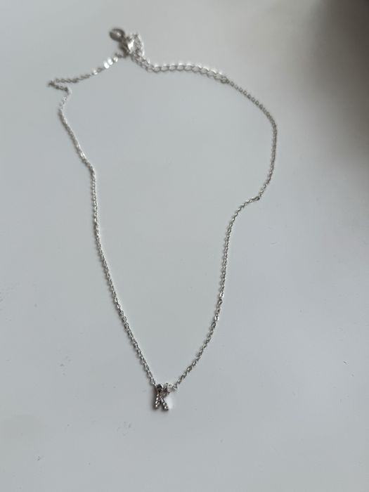 Literka k litera „k” srebrna stal nierdzewna naszyjnik wisiorek