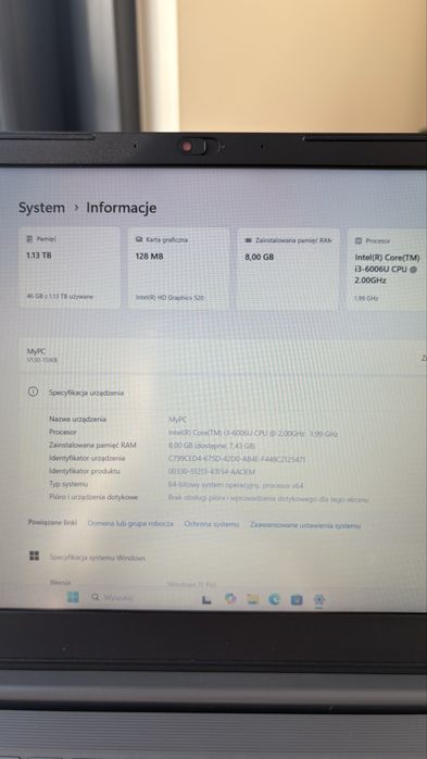 Lenovo V130-15IKB Win11 Pro 8GB RAM 1,2TB SSD Core i3