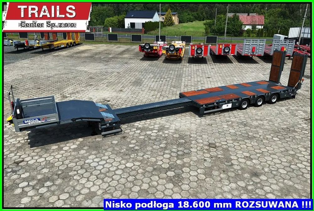 Niskie-podwozie 9,35 m + 5,00 m rozsuwu, NAJAZDY DŁUGIE 4,00 M !!!  Dostępna z placu !! Leasing naczepy DMC 54 T dł .18,60m + kontenery