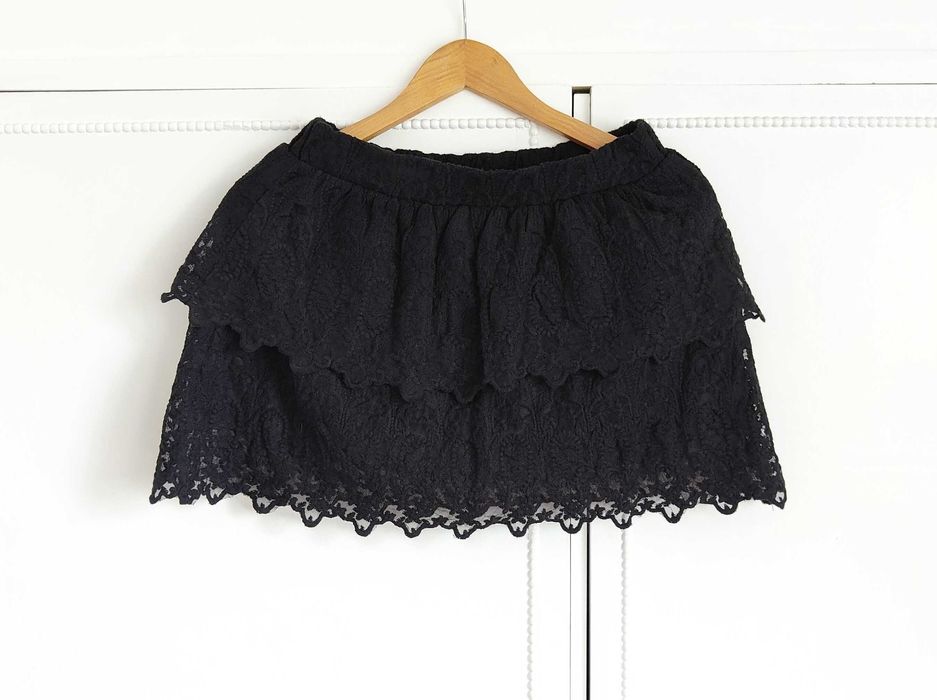 Czarna spódniczka mini S 36 Review spódnica koronkowa koronka