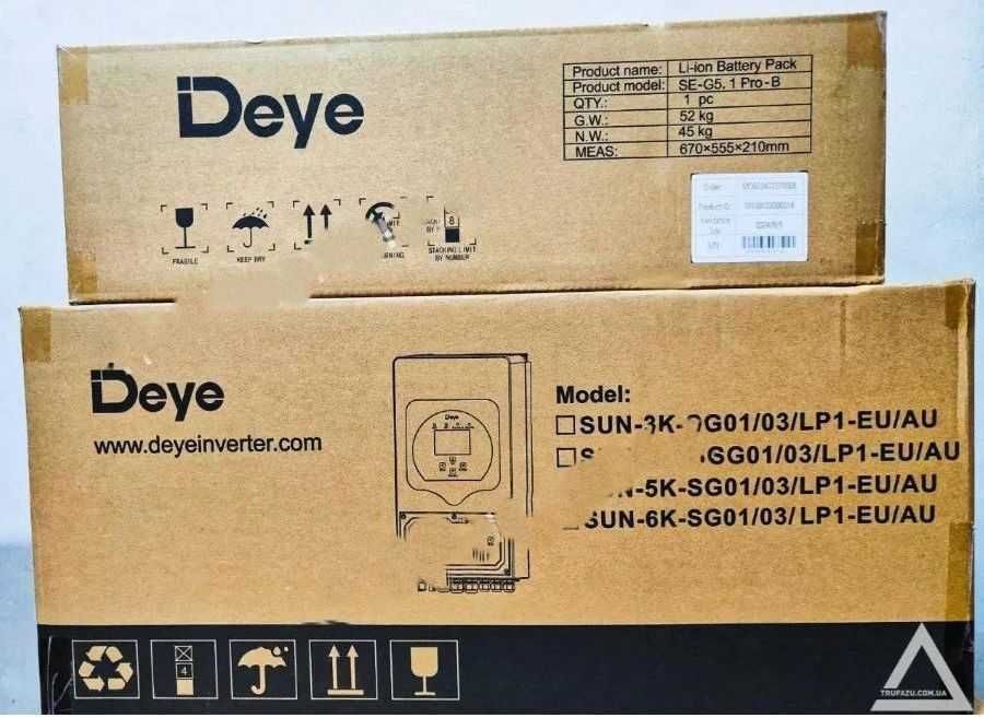 Инвертор deye 6 кВт чистый синус гибридный для дома Інвертор Батарея