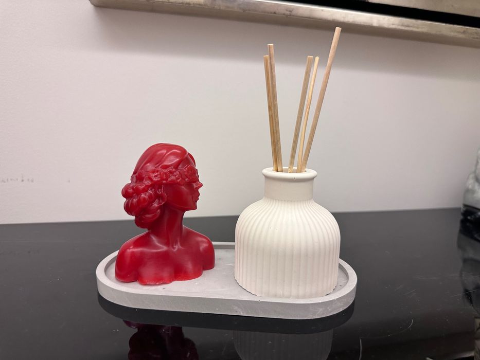 Conjunto vela e difusor artesanal