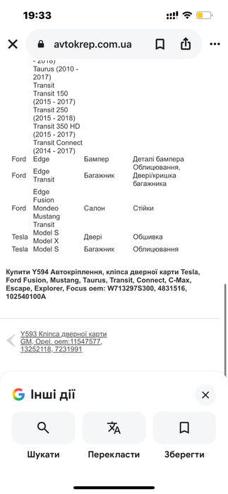 Кліпса дверної карти