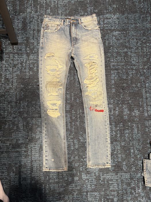 undercover 68s red yarn jeans