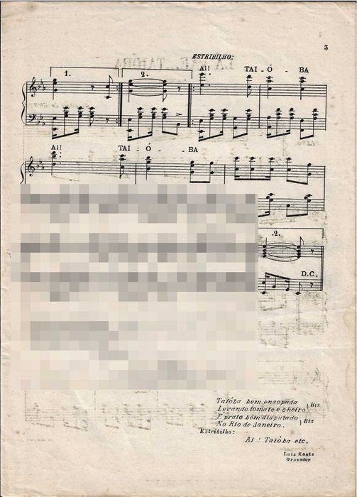 PIANO: Duas Raras Partituras Antigas de Sambas Carnavalescos de João da Gente