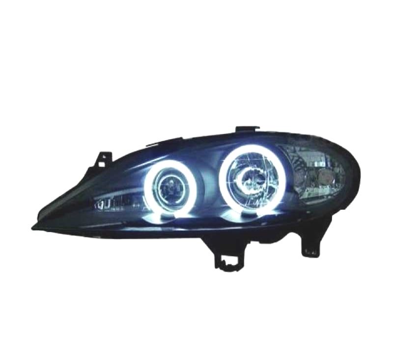 FARÓIS ANGEL EYES RENAULT MEGANE 99-02 FUNDO PRETO