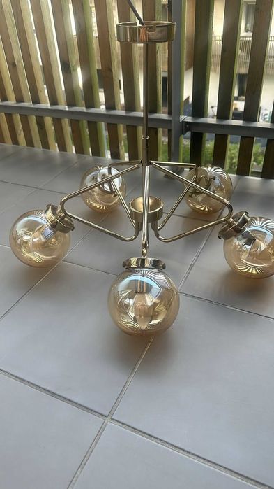 Lampa wisząca Alfa Barsum złota szklane kule 5xE14
