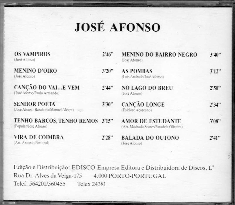 CD José Afonso - Os Vampiros