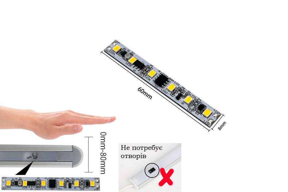 Безконтактний інфрачервоний вимикач LED стрічки 6в1, RIP