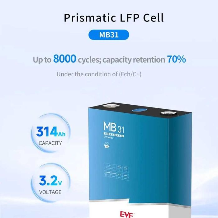Акумулятор EVE 314 MB31 Grade A (EVE LF314 3.2V LiFePo4 314Ah)
