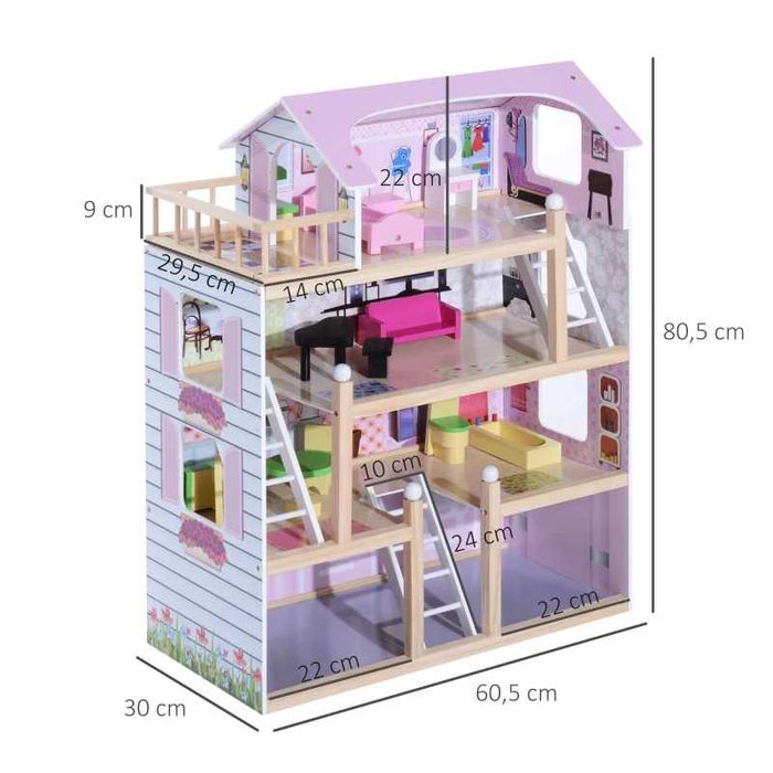 Casa de Bonecas 4 Andares com Acessórios