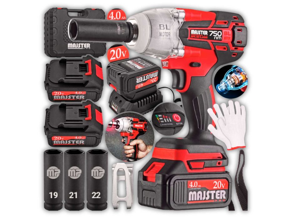 KLUCZ UDAROWY Akumulatorowy Bezszczotkowy Do Kół Akumulatory - GRATIS