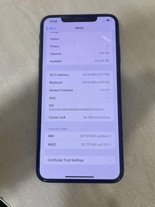 Iihone XS Max 256gb