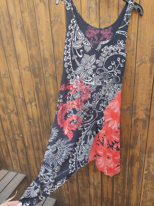 Desigual Tunic, Black, Red and White, 3664287244599681121