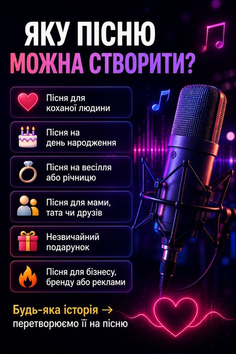ПЕРСОНАЛЬНА ПІСНЯ ЗА 1 ДЕНЬ — унікальний подарунок