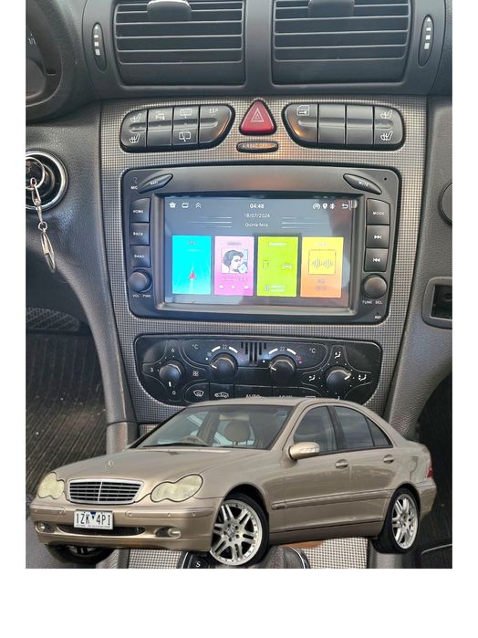 Rádio Android 14 com GPS Mercedes W203/W209 (Artigo Novo)