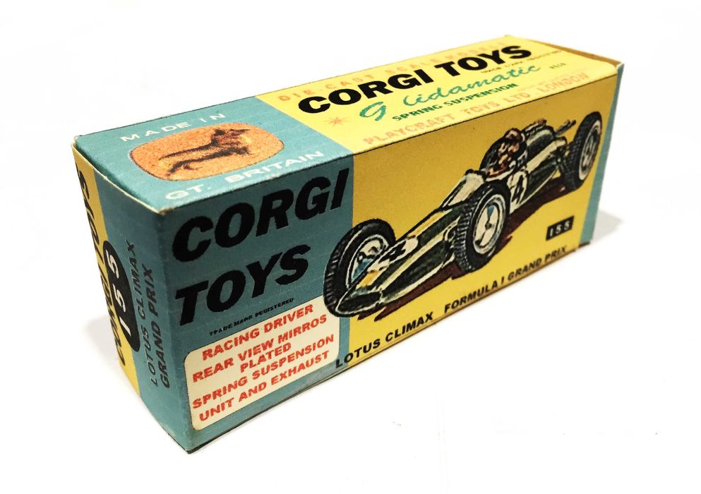 Caixa reprobox da Corgi Toys para o Lotus Climax F.1