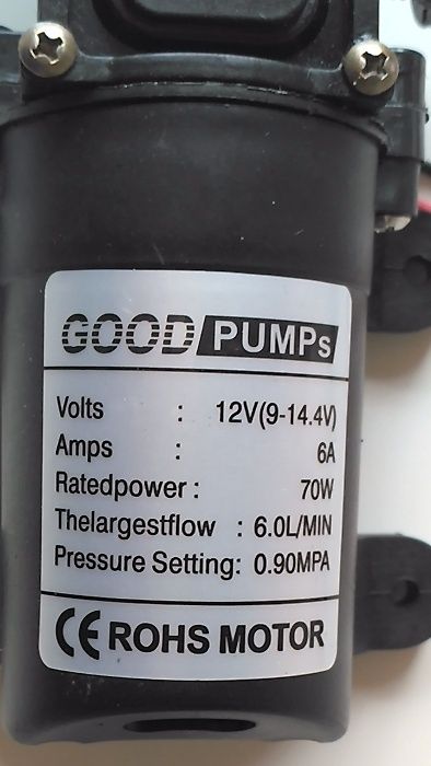 Помпа насос на оприскувач полив 9 Атм 12В 70Вт 6л/хв