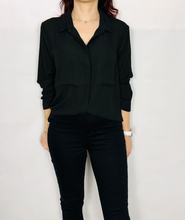 Czarna koszula z kieszeniami M 38 Cubus