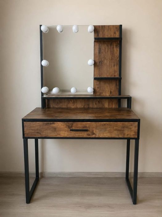 Toaletka w stylu Loft z podświetlanym lustrem