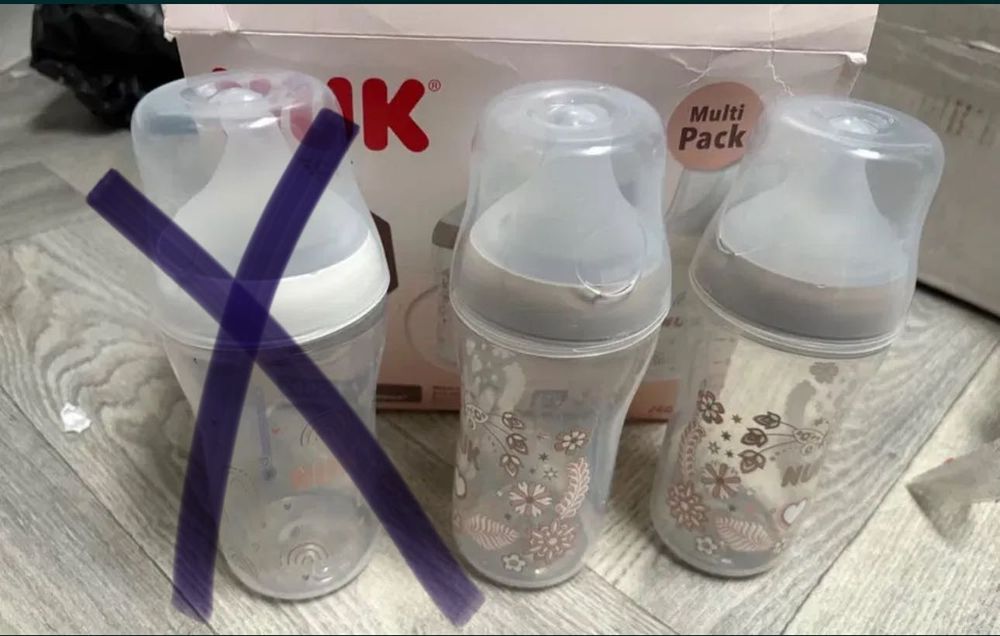 Новые бутылочки сменные соски Nuk Perfect match 0+ 3+ 6+ месяца