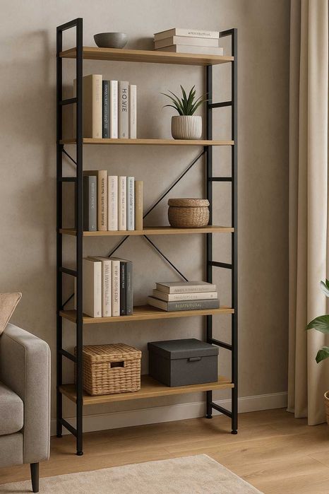Nowy Regał na Książki Loftowy Metalowy Do Salonu Biura Pokoju Wysyłka