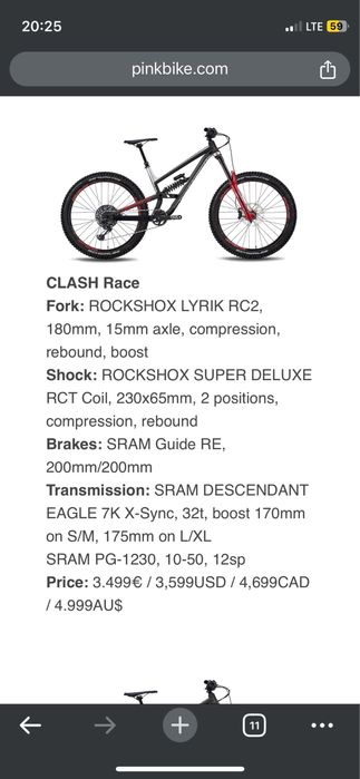 Двопідвісний велосипед COMMENCAL CLASH Race