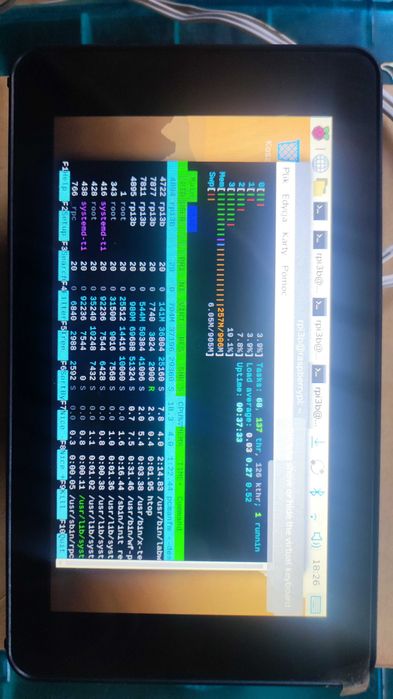 Raspberry PI Model B z nowym oryginalnym zasilaczem 5,1V, ekran 7"
