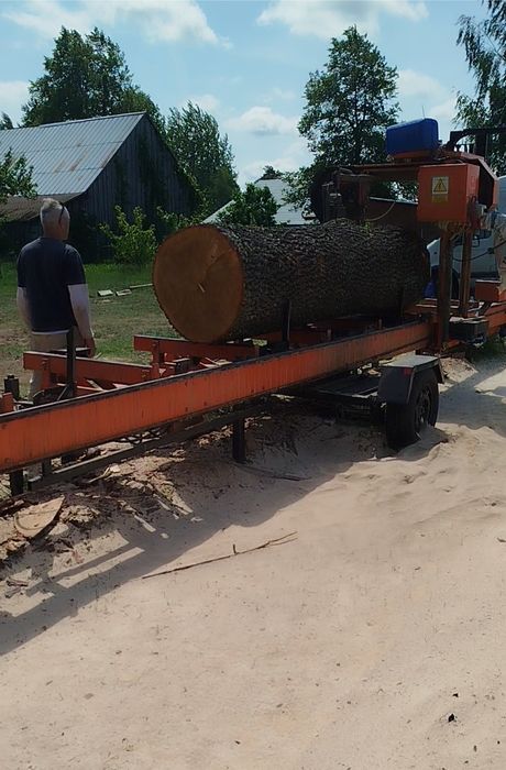 Trak taśmowy mobilny, usługi przecierania  drewna.Tartak Mobilny