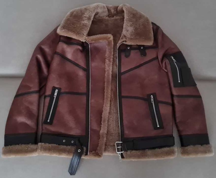NOWY Kożuch męski/Kurtka 100% skóra naturalna (rozmiar XL/XXL) brązowy