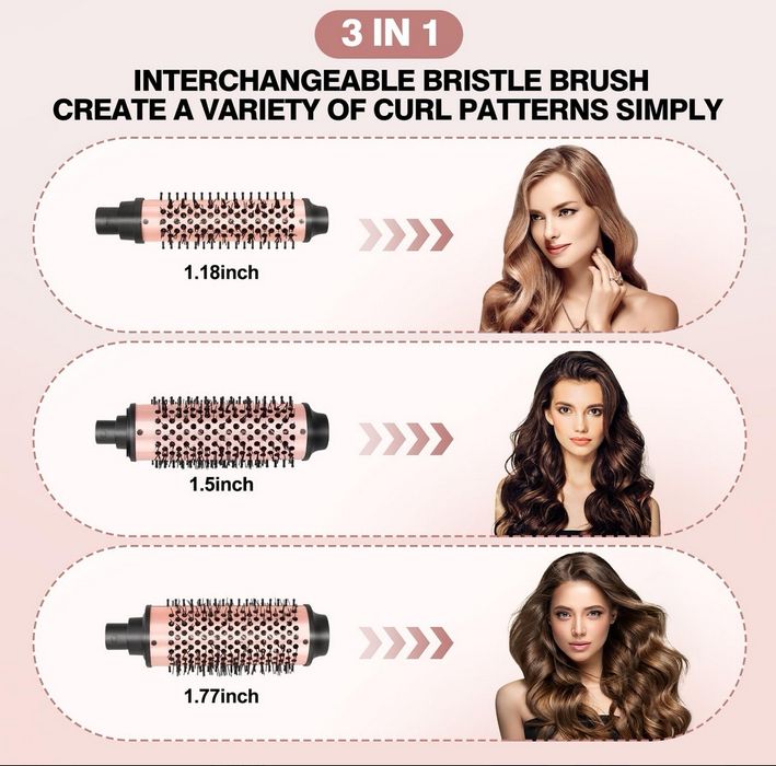 Szczotka 3w1 do prostowania, loków i objętości – regulacja temperatury