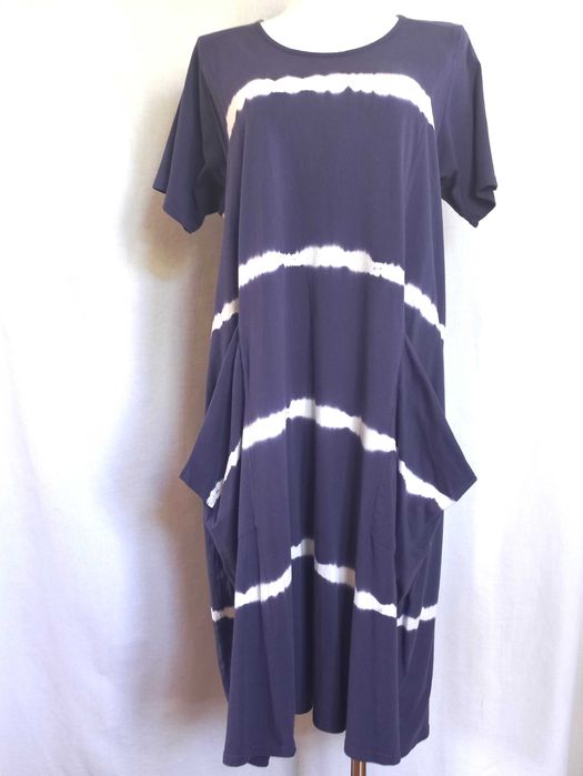 Sukienka letnia r. 4XL/48 fioletowa Bawełna 100% stan bdb
