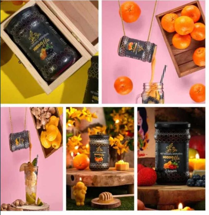 Miód - Zestaw miodów Borówka ,żurawina,pomarańcza, cytryna IMBIR