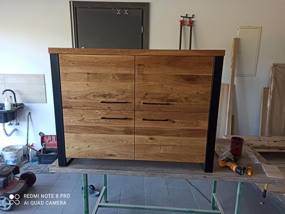 Komoda loft, lity dąb, szafka, Rtv