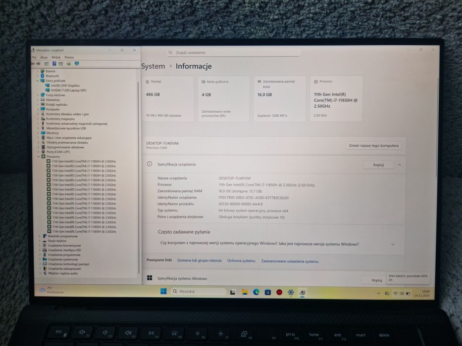 Dell Precision 5560 – i7-11850h/ 16GB RAM / 512GB NVMe / 4K DOTYK /