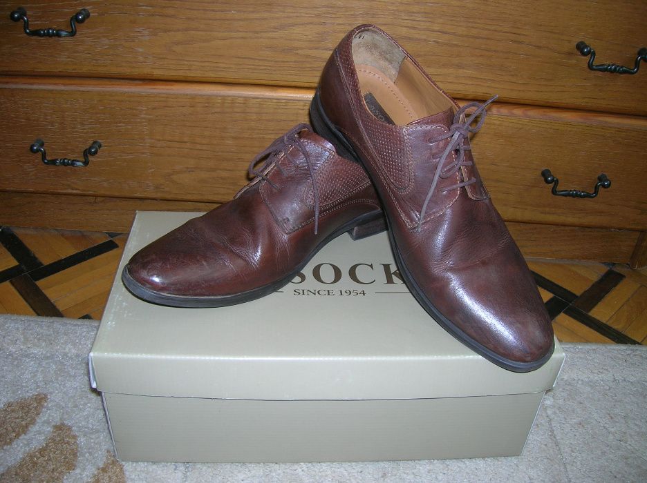 Półbuty, pantofle męskie skórzane- "Lasocki"- ciemny brąz -roz-41.