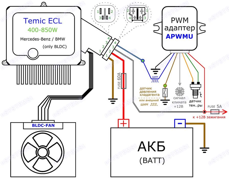ApwmU 2.0  шим-адаптер для вентиляторов Mercedes / BMW / VAG / Toyota