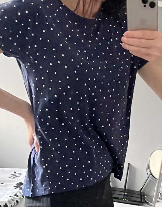 T-shirt Mango grantowy w groszki