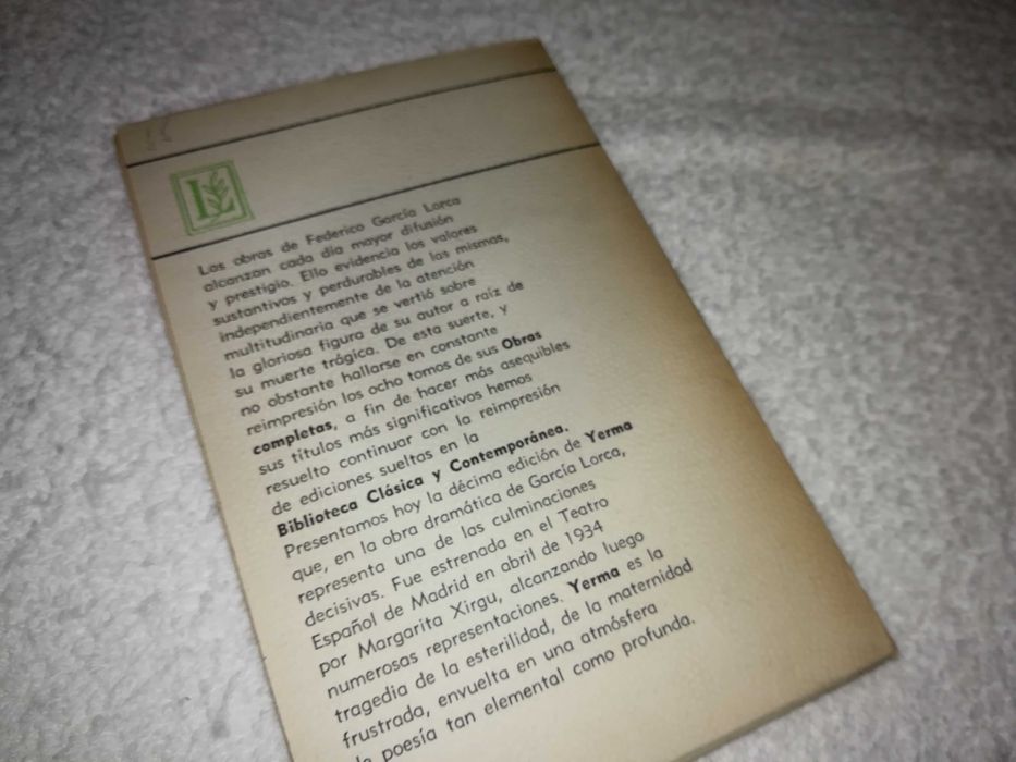 yerma (federico garcía lorca) 1971 livro