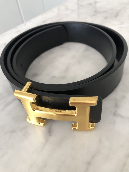 Pasek Hermes czarny gładki  długość 100 cm