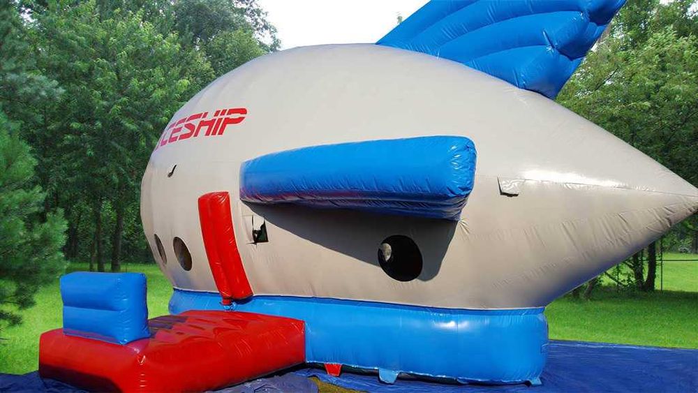 Dmuchana Rakieta dmuchaniec wewnątrz zjeżdżalnia i tor przeszkód