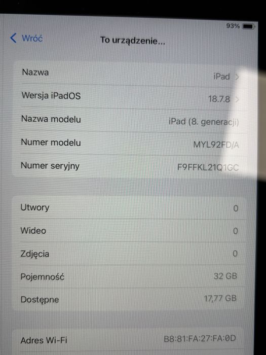 Tablet iPad 8 2020 32GB A2270 jak nowy TomTel Rzeszów