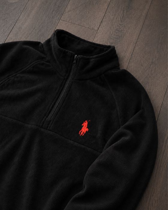 Фліска Polo Ralph Lauren чорна, тепла кофта з коміром-стійкою та блискавкою, S–3XL
