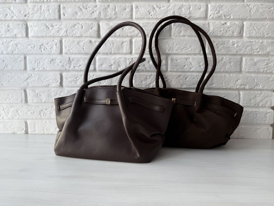 Сумка тоут шопер на плече коричнева чорна руда