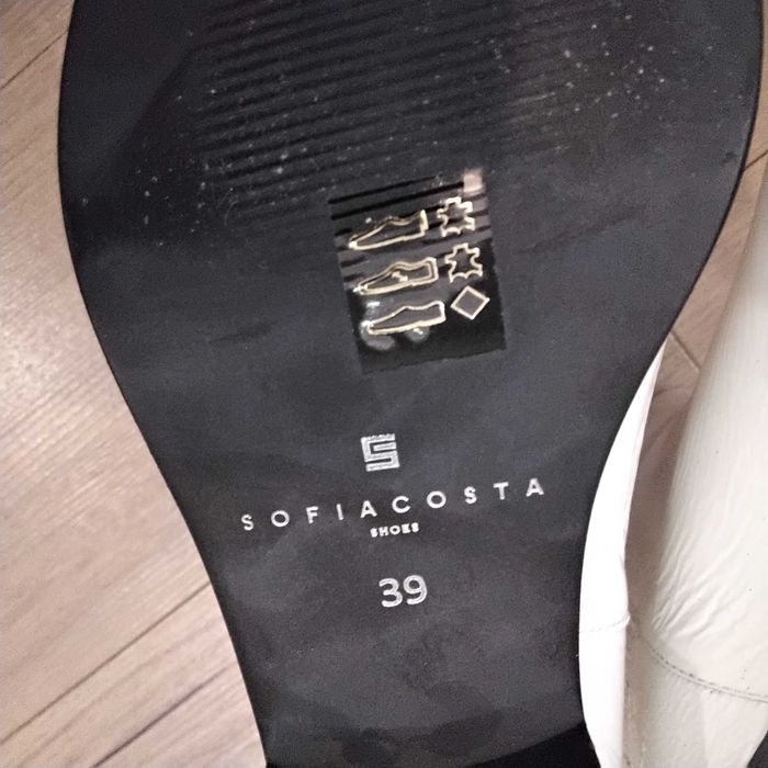 Botins Sofia Costa, branco verniz, 39