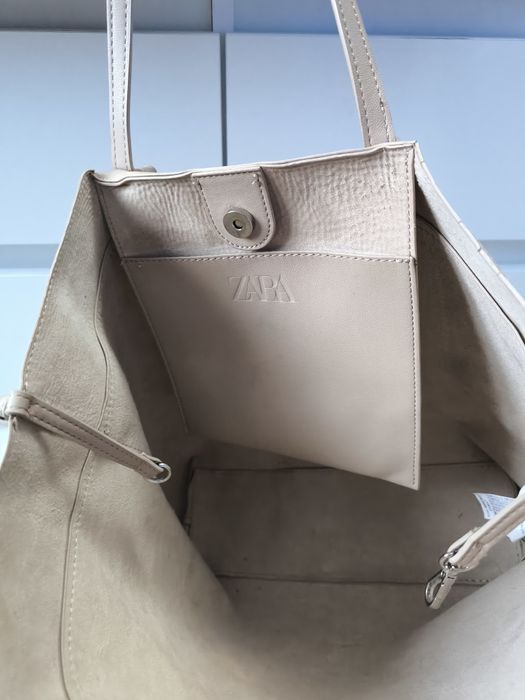 ZARA shopperka na ramię lub do ręki jasna beżowa duża i pojemna