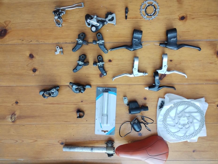 Części rowerowe koła Araya przerzutki manetki Shimano gs100, adapter ahead, tarcza hamulcowa