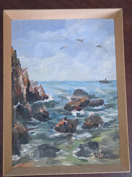 4 Quadros a Óleo - Paisagens Marítimas Costa Portuguesa (assinados MP Pedro)