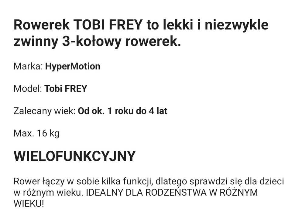 Hypermotion rowerek trójkołowy