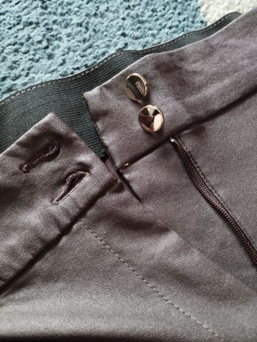 Woskowane obcisłe spodnie wysoki stan f&f brązowe